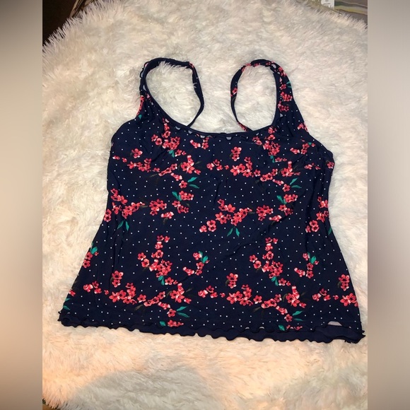 Lascana Blue and Red Floral Fitted Ruffled Camisole Bikini top size 38D NWOT - Picture 6 of 11